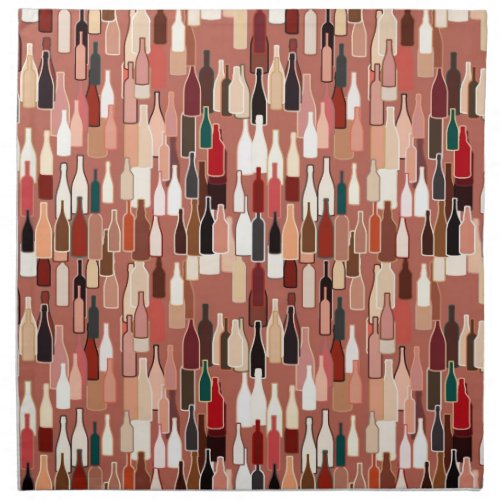 Wine bottles pattern earth colors terra cotta ba cloth napkin