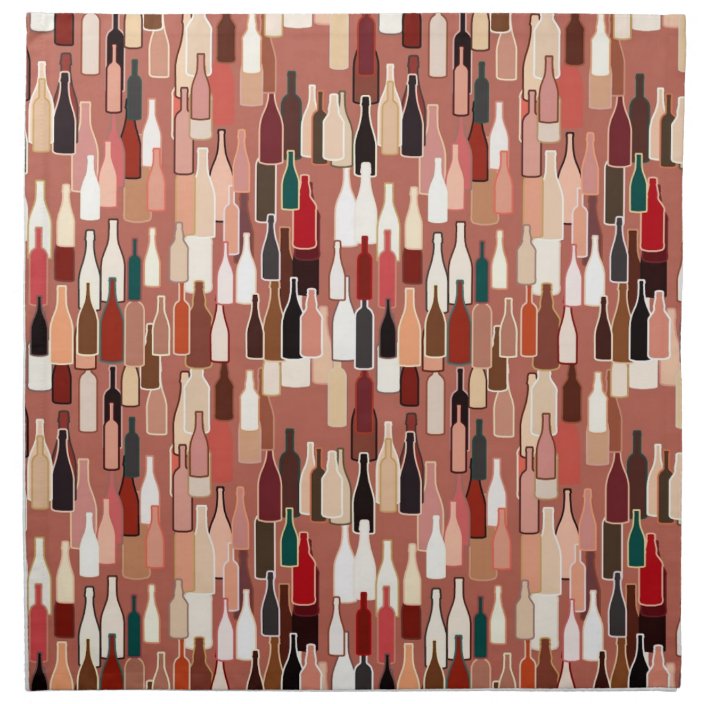 Wine Bottles Pattern Earth Colors Terra Cotta Ba Cloth Napkin Zazzle Com