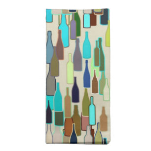 Wine bottles pattern, multi color, beige backgroun napkin