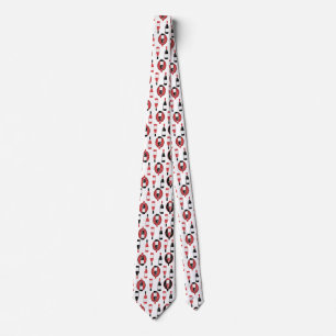 Wine bottles pattern red and black neck tie