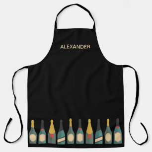 Wine Bottles Personalize Black Apron