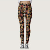 Wine Bottles Red Black Brown Abstract Leggings (Front)