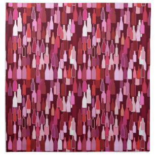 Wine bottles, shades of plum, burgundy background cloth napkin