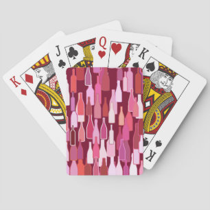 Wine bottles, shades of plum, burgundy background poker cards