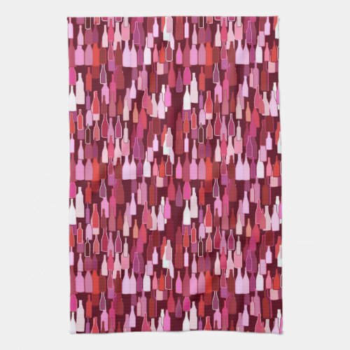 Wine bottles shades of plum burgundy background towel