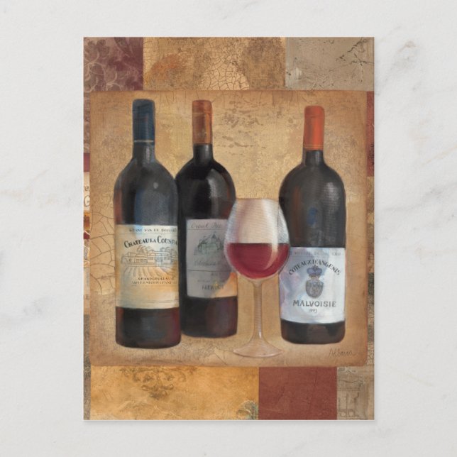 Wine Bottles with Glass Postcard (Front)