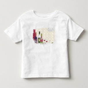 Wine bottles with wineglasses on table toddler t-shirt