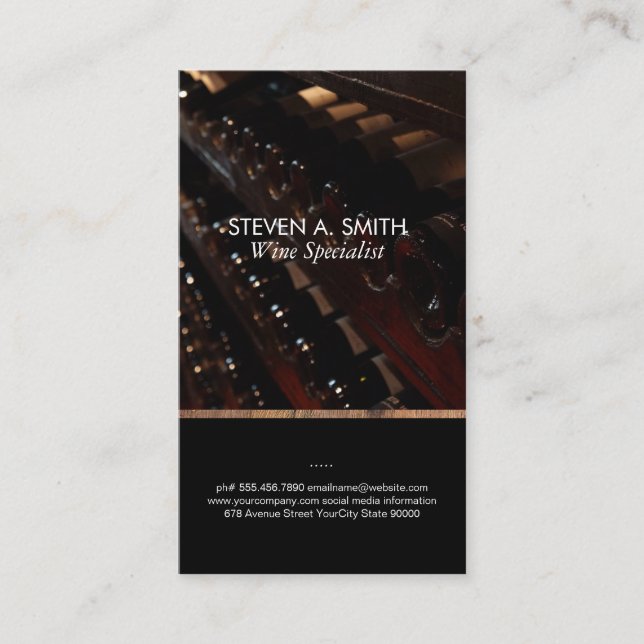 Wine Bottles | Wood Business Card (Front)