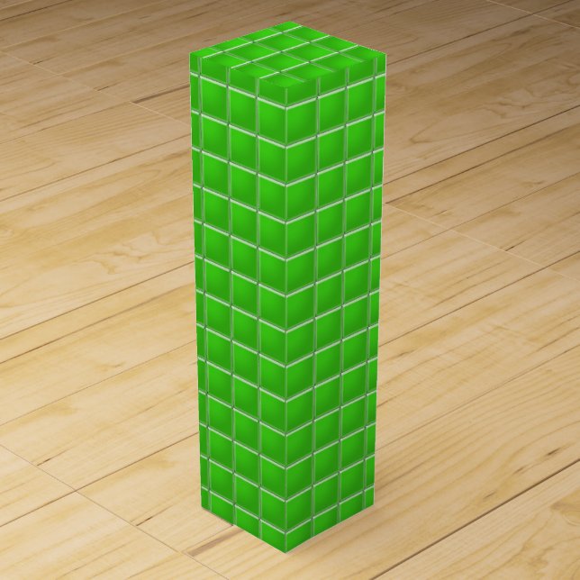 Wine Box - Green Mosaic Squares (Front)
