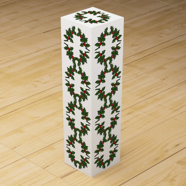 Wine Box - Wreaths of Holly Leaves and Berries (Front)