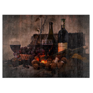 Wine, Bread and Grapes Still Life Cutting Board