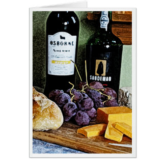 Wine Bread Cheese and Grapes Still Life Cards