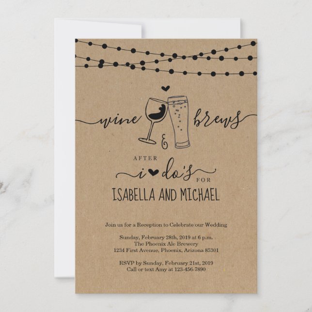Wine & Brews After I Do Couple Wedding Reception Invitation (Front)
