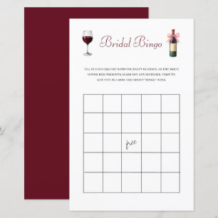 Wine Bridal Bingo Bachelorette Game Stationery