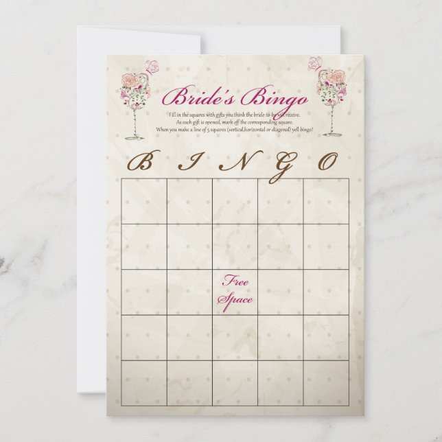 Wine Bridal Shower Bingo Cards (Front)