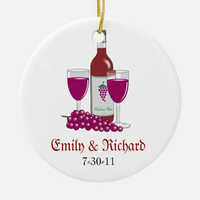 Wine Bridal Shower Favor Keepsake Ornament (Front)