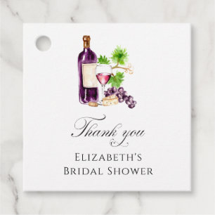 Wine Bridal Shower Thank You Elegant Watercolor Favor Tags
