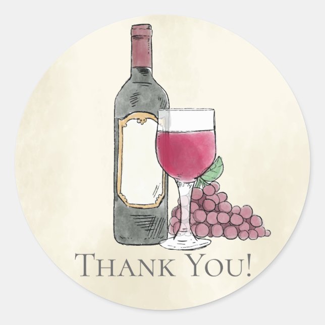Wine Bridal Shower Thank You Favor Sticker (Front)