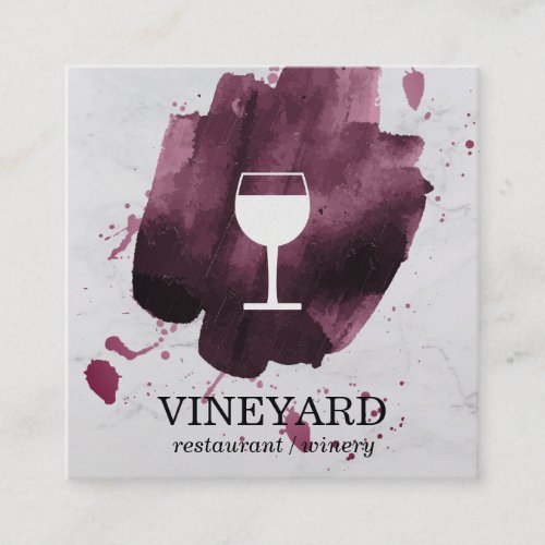 Wine Brushed Texture  Wine Glass Square Business Card