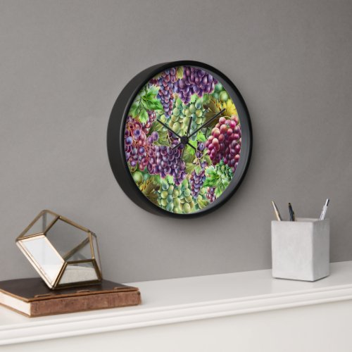 Wine bunches grape collage vineyard winery clock