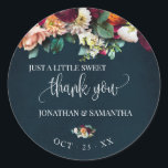 Wine Burgundy Navy Wedding Thank You Classic Round Sticker<br><div class="desc">Add names, and date to the design. For additional changes (font color, font style, remove or move elements, change other wording *Thank you is not editable but color can be changed ), click on personalize, scroll down and click on link "click to customize further". ** Please see the full collection...</div>