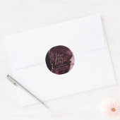 Wine Burgundy Rose Gold Agate Marble Save the Date Classic Round Sticker (Envelope)