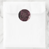 Wine Burgundy Rose Gold Agate Marble Save the Date Classic Round Sticker (Bag)