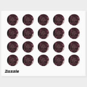 Wine Burgundy Rose Gold Agate Marble Save the Date Classic Round Sticker (Sheet)