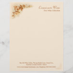 Wine business letterhead<br><div class="desc">A business letterhead template for wine merchants or producers with an vintage illustration by Ellen Clapsaddle of grapes and grape vine in the top left in sepia with a hint of color on a creamy beige background, and with ornamental corners top left and bottom right. Ellen Clapsaddle was a well...</div>