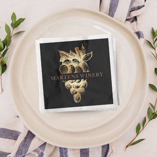 Wine Business Winery Elegant Gold Grapes Napkins (Creator Uploaded)