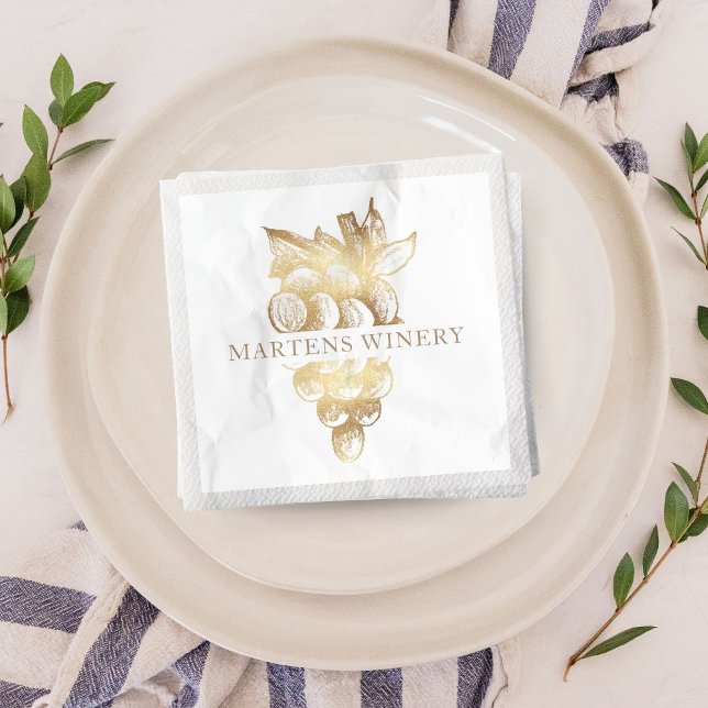 Wine Business Winery Elegant Gold Grapes Napkins (Creator Uploaded)