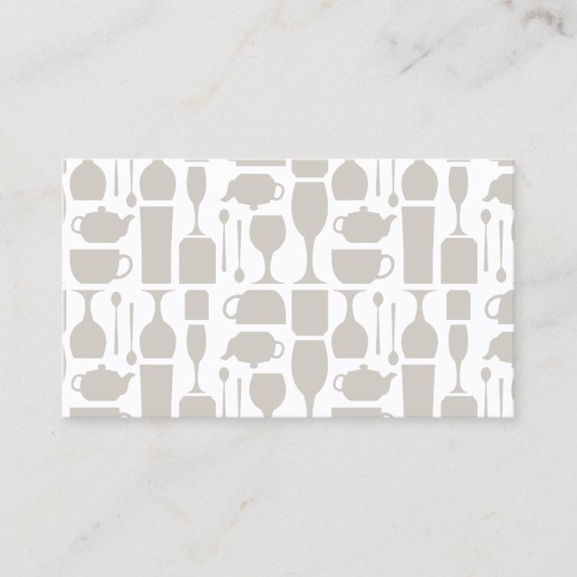 Wine Cafe Bar Pattern in Tan Business Card (Front)