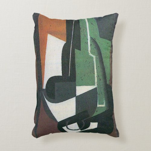 Wine Carafe Bottle by Juan Gris Vintage Cubism Decorative Pillow