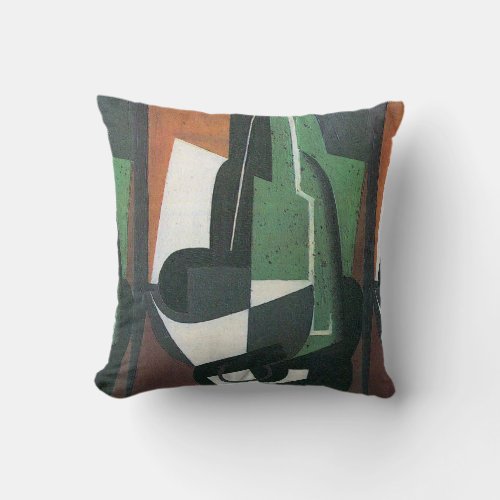 Wine Carafe Bottle by Juan Gris Vintage Cubism Throw Pillow