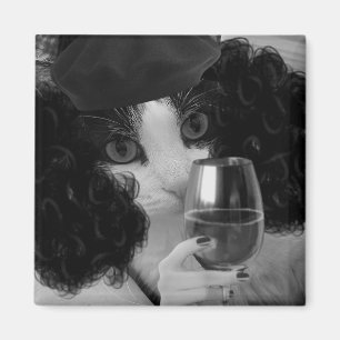 Wine Cat Magnet
