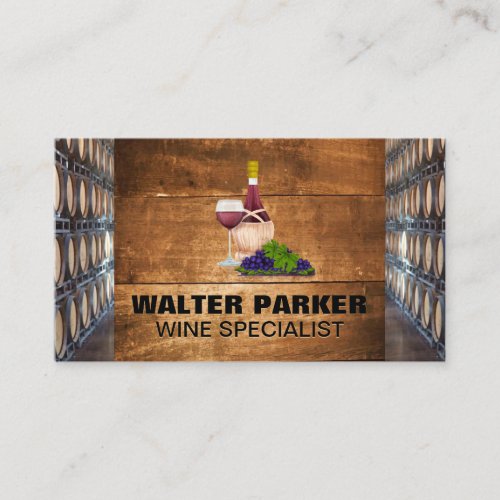 Wine Cellar and Barrels Business Card