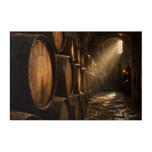 Wine Cellar Barrel Row Photography Acrylic Print