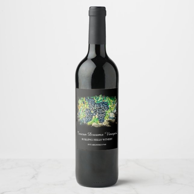 *~* Wine Cellar Grape Cluster Vineyard AR21 Winery Label (Front)