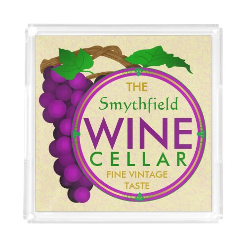 Wine Cellar Grapes Create Your Own Personalized Acrylic Tray