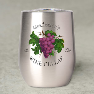 Wine Cellar Grapes Personalized Name Home Winery Thermal Wine Tumbler