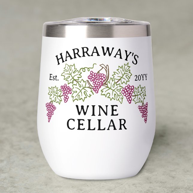 Wine Cellar Personalized Name | Grapes and Leaves Thermal Wine Tumbler (Creator Uploaded)
