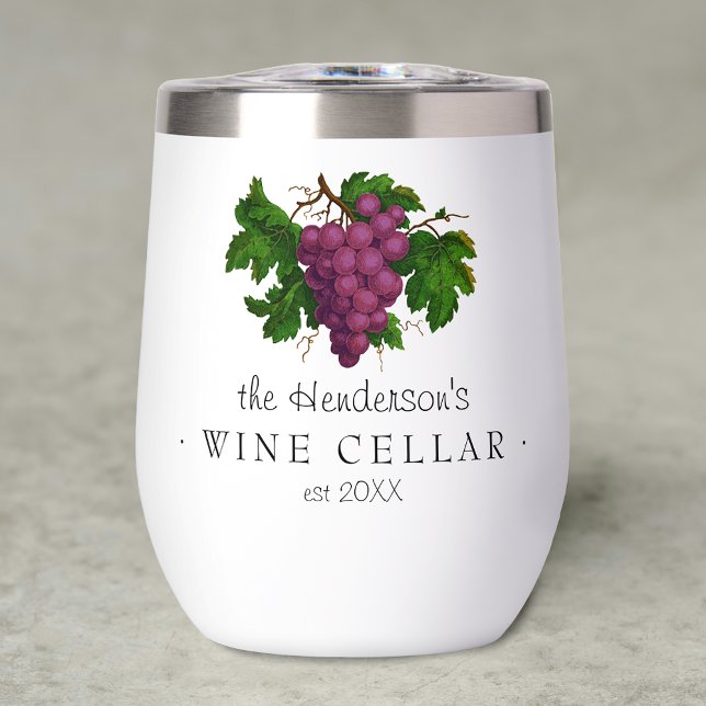 Wine Cellar Personalized Name with Grapes Thermal Wine Tumbler (Creator Uploaded)