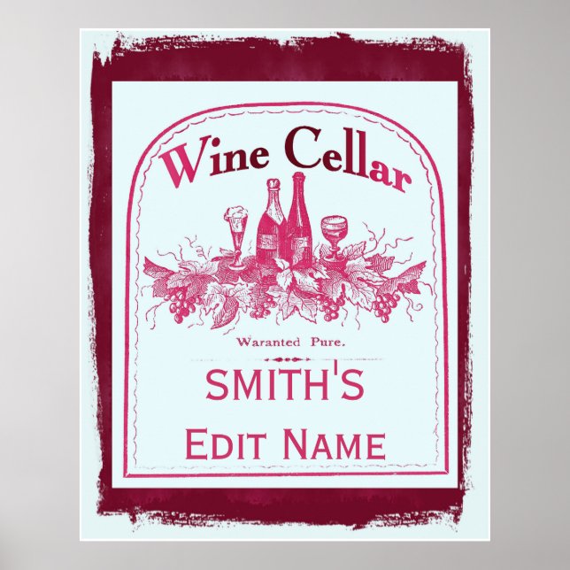 Wine Cellar Sign Edit Name change text (Front)