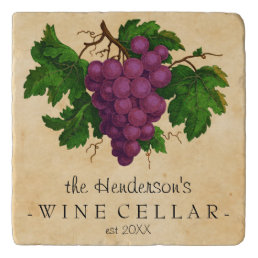 Wine Cellar with Grapes Vintage Personalized Name Trivet