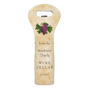 Wine Cellar with Grapes Vintage Personalized Name Wine Bag