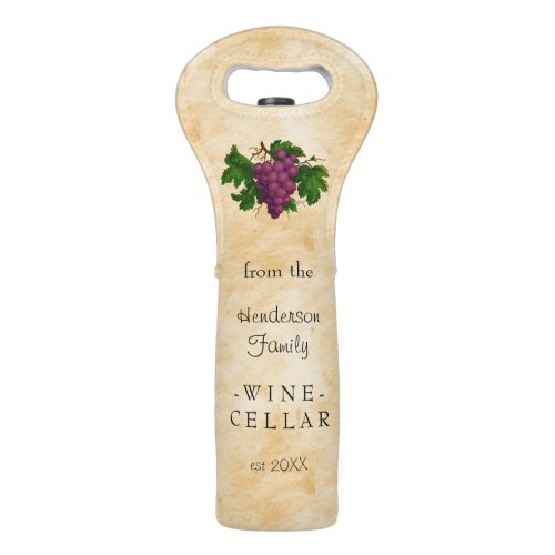 Wine Cellar with Grapes Vintage Personalized Name Wine Bag