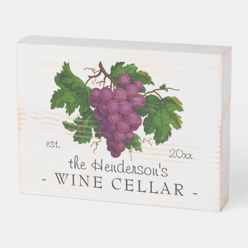 Wine Cellar with Grapes Vintage Personalized Name Wooden Box Sign