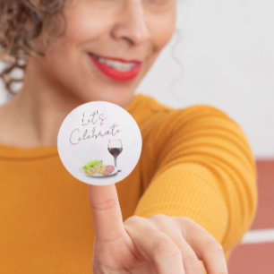 Wine & Charcuterie Engagement Party Classic Round Sticker