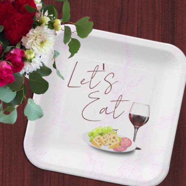 Wine & Charcuterie Engagement Party Paper Plates (Creator Uploaded)