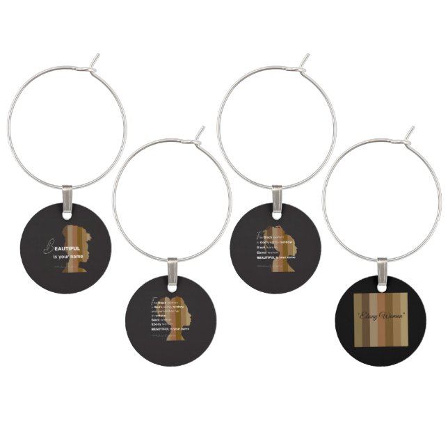Wine Charm "Ebony Woman" beautiful is your name (Staggered)